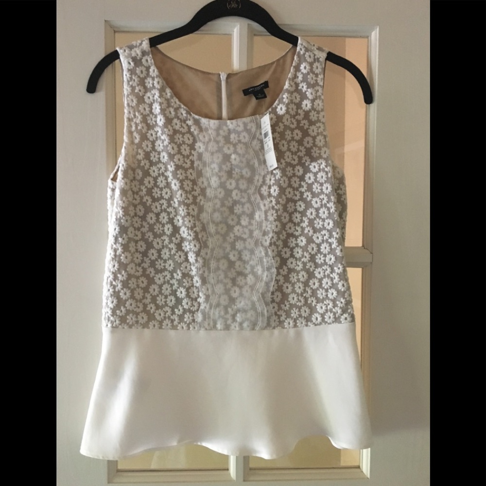 Ann Taylor Lace Peplum Top